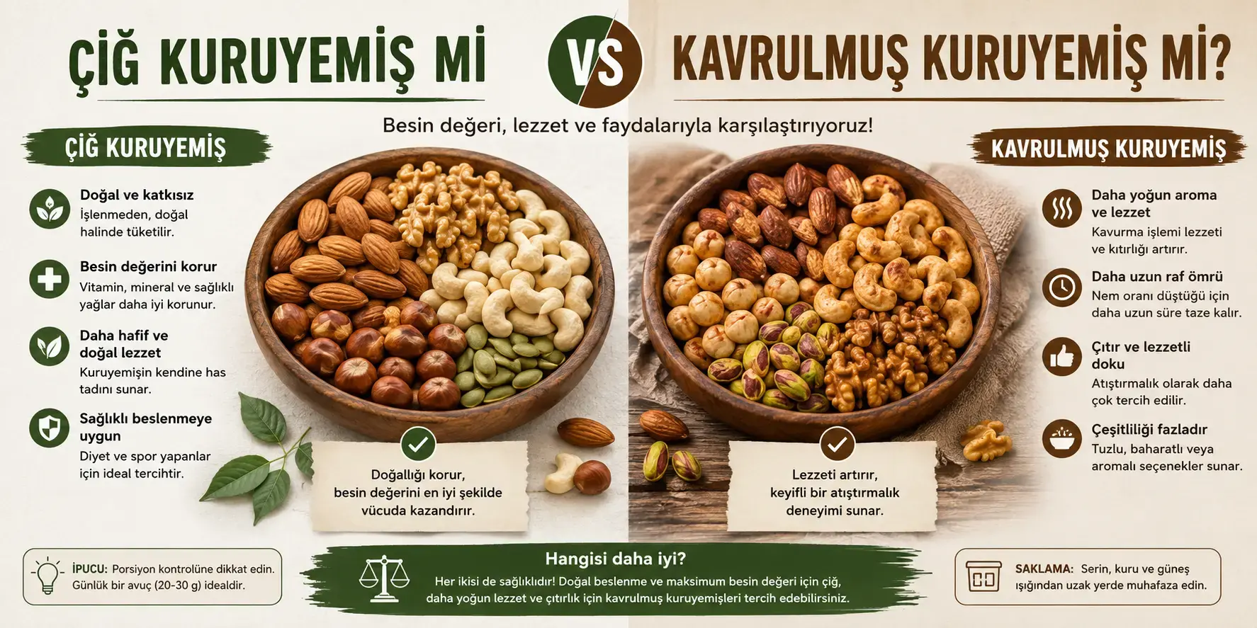 Çiğ Kuruyemiş mi Kavrulmuş Kuruyemiş mi?