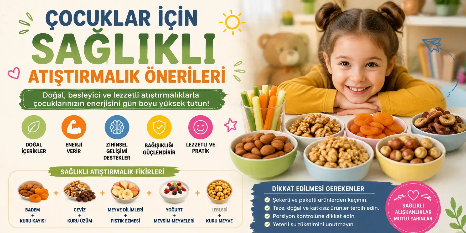 Çocuklar İçin Sağlıklı Atıştırmalık Önerileri