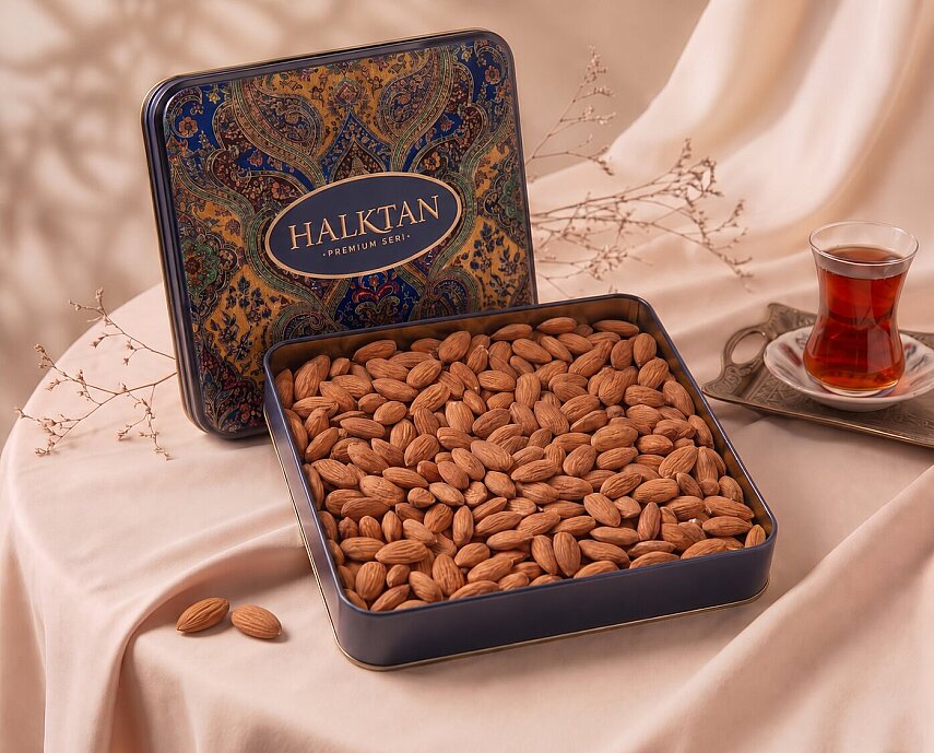 HALKTAN PREMİUM KAVRULMUŞ BADEM KUTUSU 900 GR. - 1
